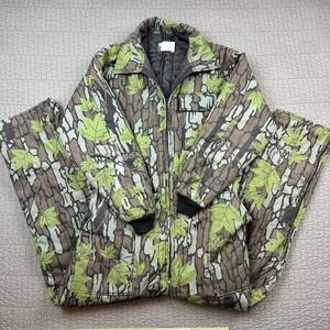 Vintage SafTBak Insulated Coveralls Men's Large Trebark Camo Hunting Outdoors